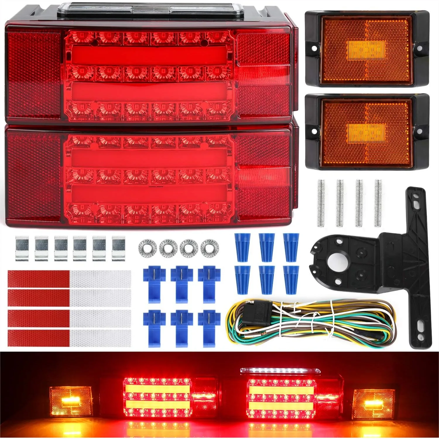 Submersible LED Trailer Light Kit, Super Bright Brake Stop Turn Tail Lights with 25ft Wiring Harness for Truck Camper RV Boat
Submersible LED Trailer Light Kit, Super Bright Brake Stop Turn Tail Lights with 25ft Wiring Harness for Truck Camper RV Boat