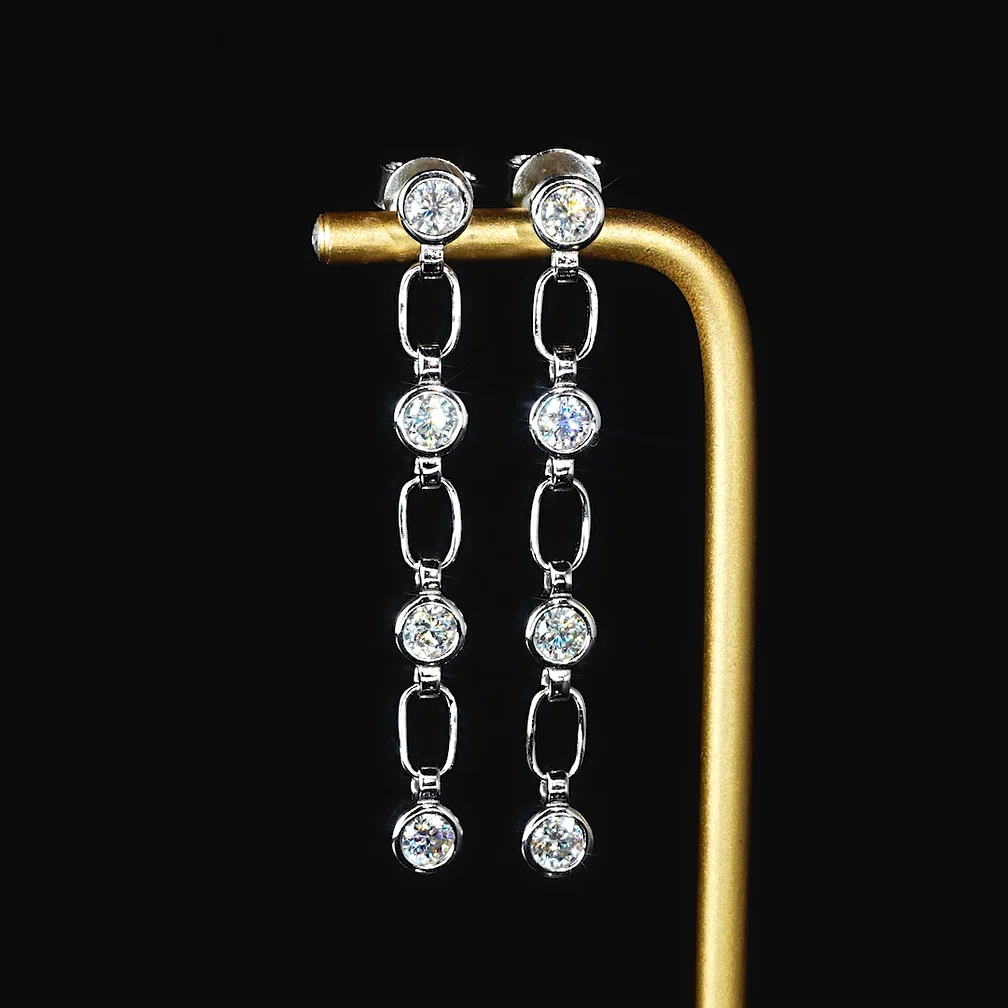 Anziw 3mm D Color Moissanite Dangle Chain Earrings for Women 925 Silver Link Drop Stud Earrings Personalized Fine Jewelry Gifts
Anziw 3mm D Color Moissanite Dangle Chain Earrings for Women 925 Silver Link Drop Stud Earrings Personalized Fine Jewelry Gifts