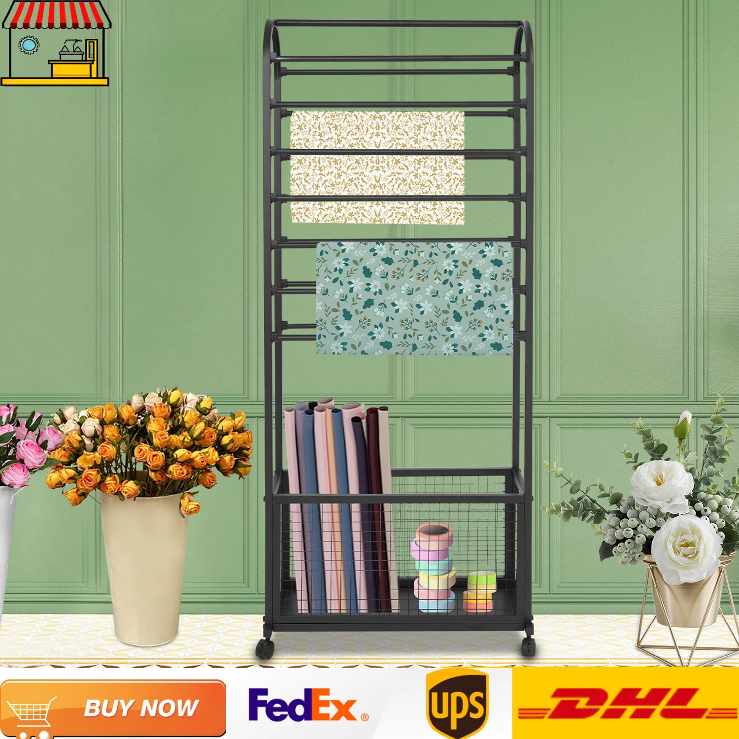 Multifucntion Organizer Rack with Storage Basket,Wheels| Metal Ribbon Holder Stand| Large Capacity Wrapping Paper Rack
Multifucntion Organizer Rack with Storage Basket,Wheels| Metal Ribbon Holder Stand| Large Capacity Wrapping Paper Rack
