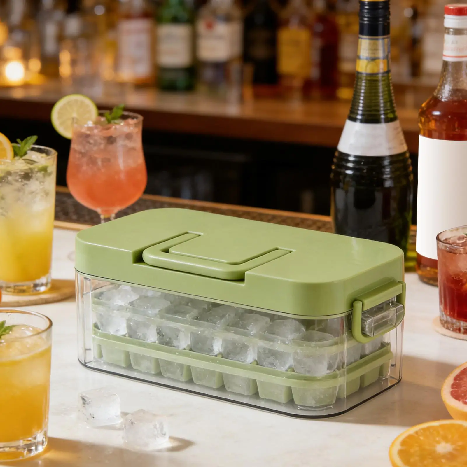 Ice Trays With Lids 64 Grids Cooling Block Container With Handle Ice Tray Molds For Whiskey Cocktail Coffee Beverage Drinking
Ice Trays With Lids 64 Grids Cooling Block Container With Handle Ice Tray Molds For Whiskey Cocktail Coffee Beverage Drinking
