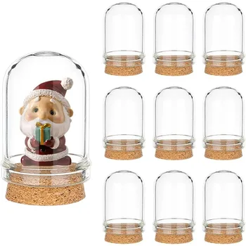 1 Box Cloche Bell Jar Display Dome with Cork Base 8ml Mini Glass Bottles Dome Decorative Jars Display Case for Flower Storage