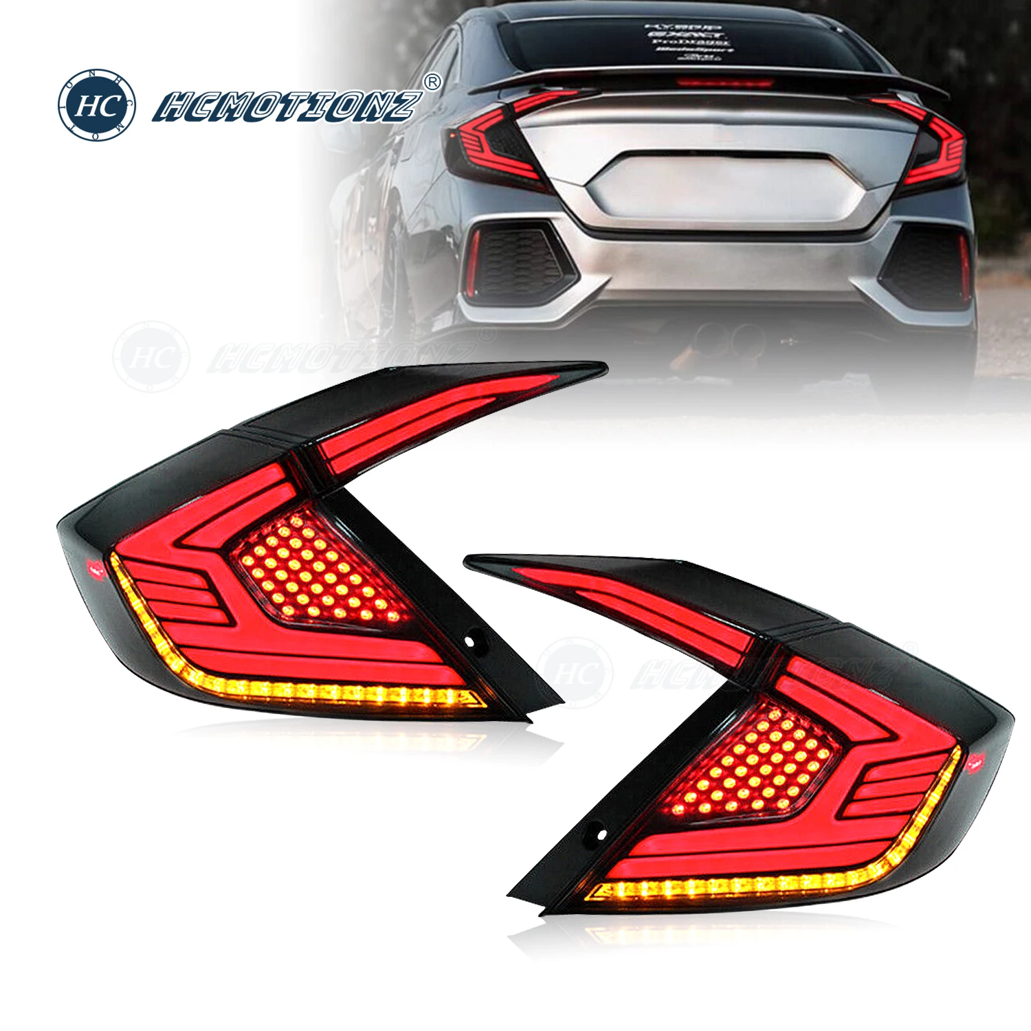 HCMOTIONZ Rear Lights for Honda Civic 2016-2021 Sedan Car LED Back Lamps Assembly DRL Start up Animation
HCMOTIONZ Rear Lights for Honda Civic 2016-2021 Sedan Car LED Back Lamps Assembly DRL Start up Animation