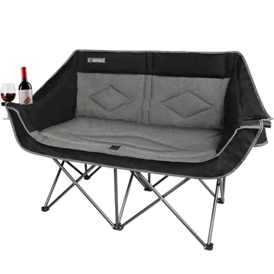 Oversized Double Camping Chair for Outdoor Fishing, Sports and Patio Use Heavy Duty Black Steel Frame with Padded Seat, Support
Oversized Double Camping Chair for Outdoor Fishing, Sports and Patio Use Heavy Duty Black Steel Frame with Padded Seat, Support