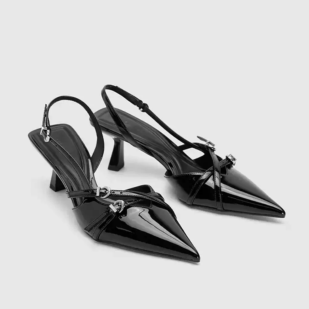 FWRD Женские черные туфли из лакированной кожи с острым носком на пятке, элегантные и удобные для повседневной носки # FWRD000365
FWRD Женские черные туфли из лакированной кожи с острым носком на пятке, элегантные и удобные для повседневной носки # FWRD000365