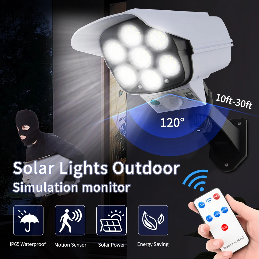 Outdoor Motion Sensor Solar Lights LED FloodLight Solar Powered Wall Lamp Waterproof Dummy Fake Security Camera For Garden Patio
Outdoor Motion Sensor Solar Lights LED FloodLight Solar Powered Wall Lamp Waterproof Dummy Fake Security Camera For Garden Patio