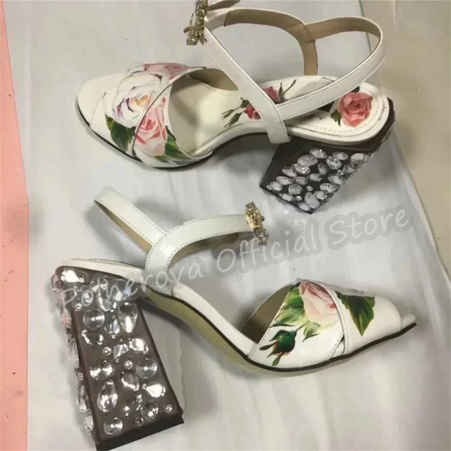 Luxury Rhinestone Chunky Heel Women Gladiator Sandals Rose Prints Peep Toe Buckle Strap Pumps Lady Wedding Party Dress Shoes
Luxury Rhinestone Chunky Heel Women Gladiator Sandals Rose Prints Peep Toe Buckle Strap Pumps Lady Wedding Party Dress Shoes