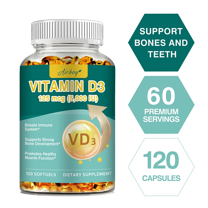 Vitamin D3 Capsules - Supports Bone, Muscle and Dental Health, Boosts The Immune System and Promotes Overall Well-being
Vitamin D3 Capsules - Supports Bone, Muscle and Dental Health, Boosts The Immune System and Promotes Overall Well-being