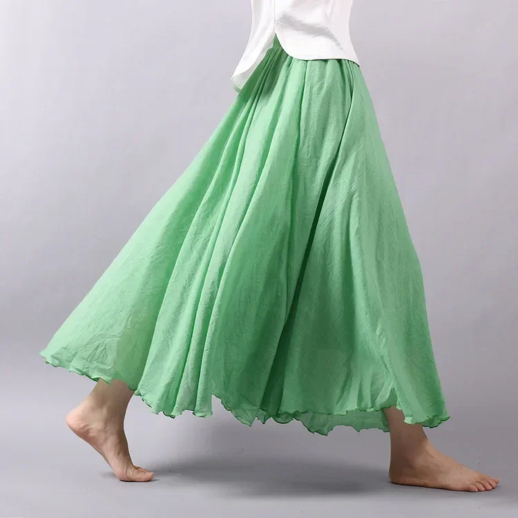 Women Cotton Linen Skirt Long High Waist Large Size Elastic A Line Green Girls Skirts Pleated Solid Color Ethnic Retro Sweet Hot
Women Cotton Linen Skirt Long High Waist Large Size Elastic A Line Green Girls Skirts Pleated Solid Color Ethnic Retro Sweet Hot
