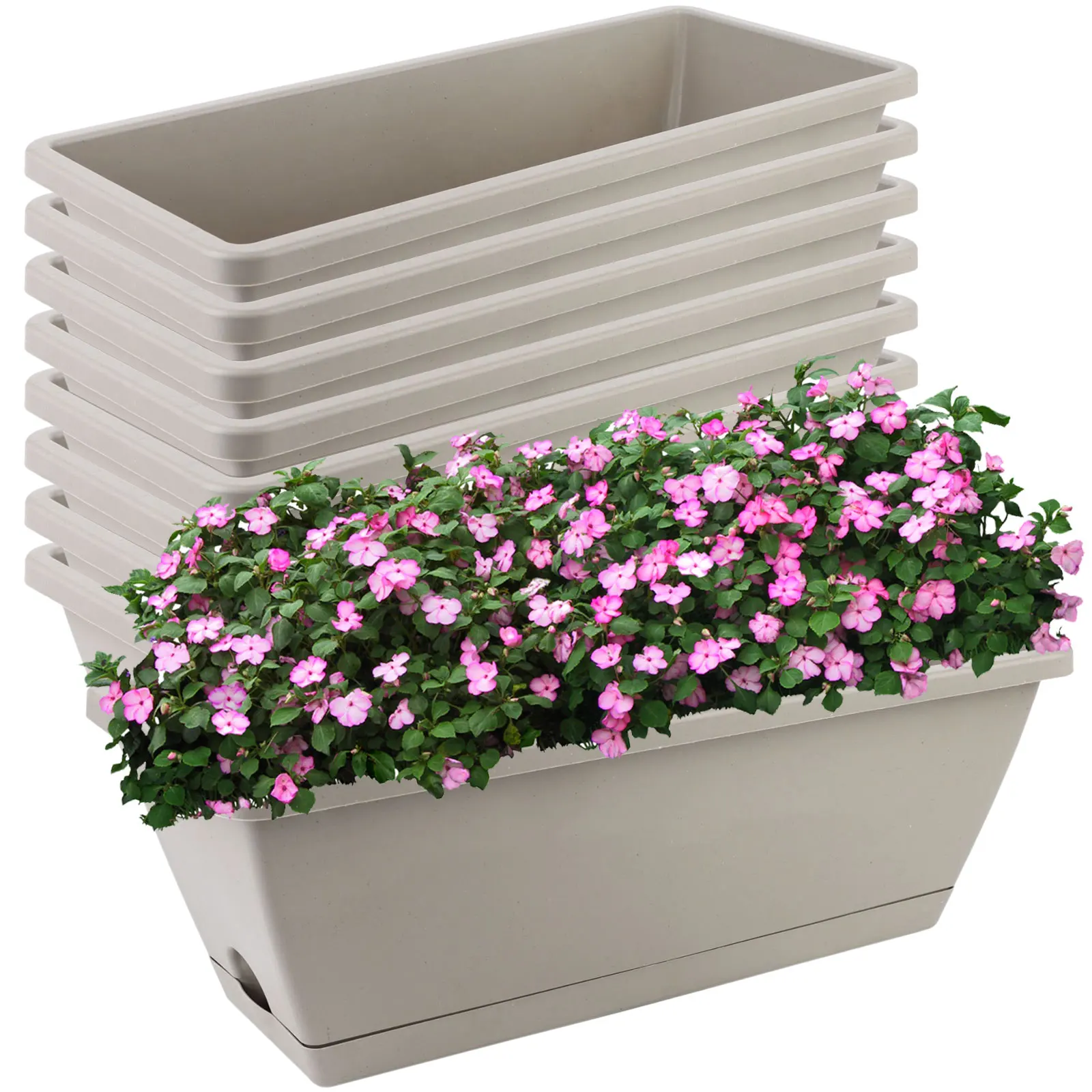 8Pack Flower Window Box Planter Large Plastic Vegetable Planter With Trays Rectangular Window Planters 43x19x15 cm
8Pack Flower Window Box Planter Large Plastic Vegetable Planter With Trays Rectangular Window Planters 43x19x15 cm