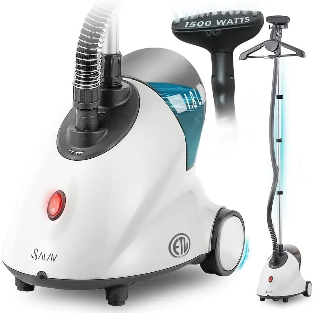 1500W Full-Size Clothes Steamer, 1.8L Tank, 60-Min Steaming, Adjustable Pole, Storage Wheels, White
1500W Full-Size Clothes Steamer, 1.8L Tank, 60-Min Steaming, Adjustable Pole, Storage Wheels, White