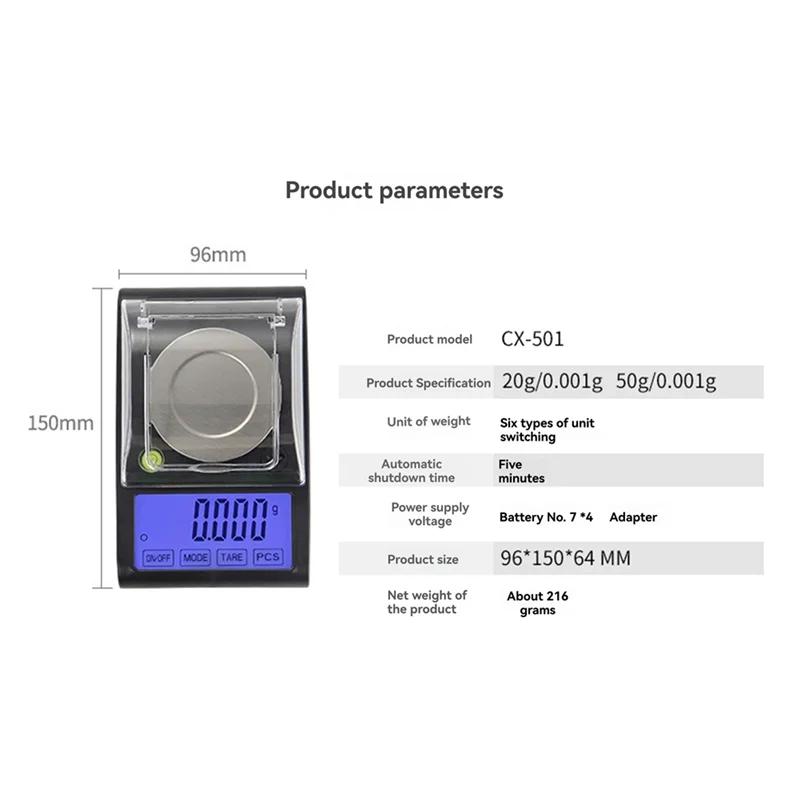 Weight Counting Digital Electronic Scales 0.001G Precision 50Gx0.001 Touch LCD USB Jewelry Scale Tray Laboratory
Weight Counting Digital Electronic Scales 0.001G Precision 50Gx0.001 Touch LCD USB Jewelry Scale Tray Laboratory