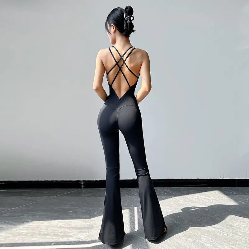 Women Yoga Suit Body Dance Practice Outfit Beautiful Back Yoga Jumpsuit, Suspender Pants, Flared Pants Jumpsuit Set
Women Yoga Suit Body Dance Practice Outfit Beautiful Back Yoga Jumpsuit, Suspender Pants, Flared Pants Jumpsuit Set