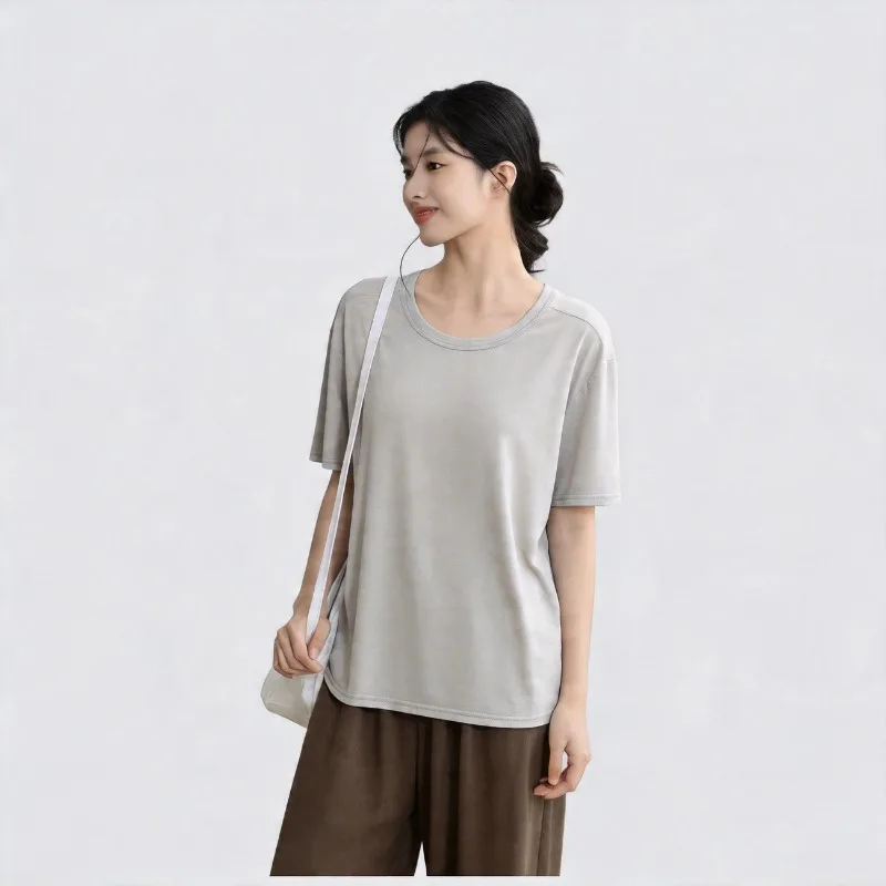 Women Loose Lyocell Tencel Loungewear Set Round Neck Short Sleeve T-shirt Elastic Waist Long Pants Casual Home Two Piece Outfit
Women Loose Lyocell Tencel Loungewear Set Round Neck Short Sleeve T-shirt Elastic Waist Long Pants Casual Home Two Piece Outfit