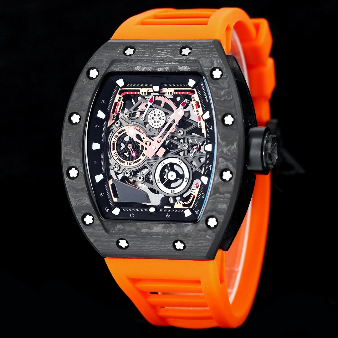 Luxury Style Automatic Self-Wind Mechanical Tonneau Watch Orange Silicone Strap Skeleton Luminous 43mm
Luxury Style Automatic Self-Wind Mechanical Tonneau Watch Orange Silicone Strap Skeleton Luminous 43mm