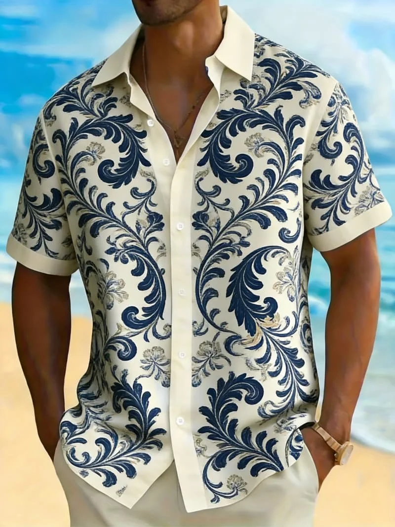 Men's Chic Tropical Botanical Print Short Sleeve Shirt, Elegant Breathable Button Down For Summer Vacation And Casual
Men's Chic Tropical Botanical Print Short Sleeve Shirt, Elegant Breathable Button Down For Summer Vacation And Casual