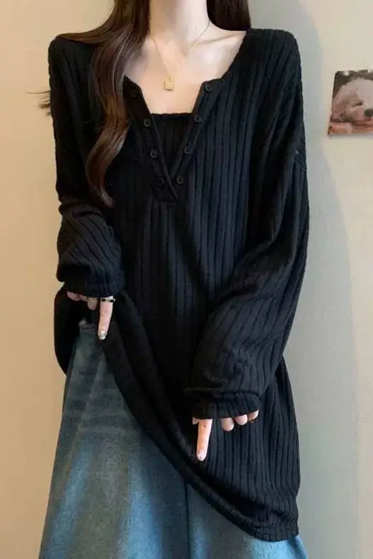 Свободные полоски с v-образным вырезом, закрывающие живот, осень-зима, повседневный топ средней длины с длинными рукавами для женщин
Свободные полоски с v-образным вырезом, закрывающие живот, осень-зима, повседневный топ средней длины с длинными рукавами для женщин