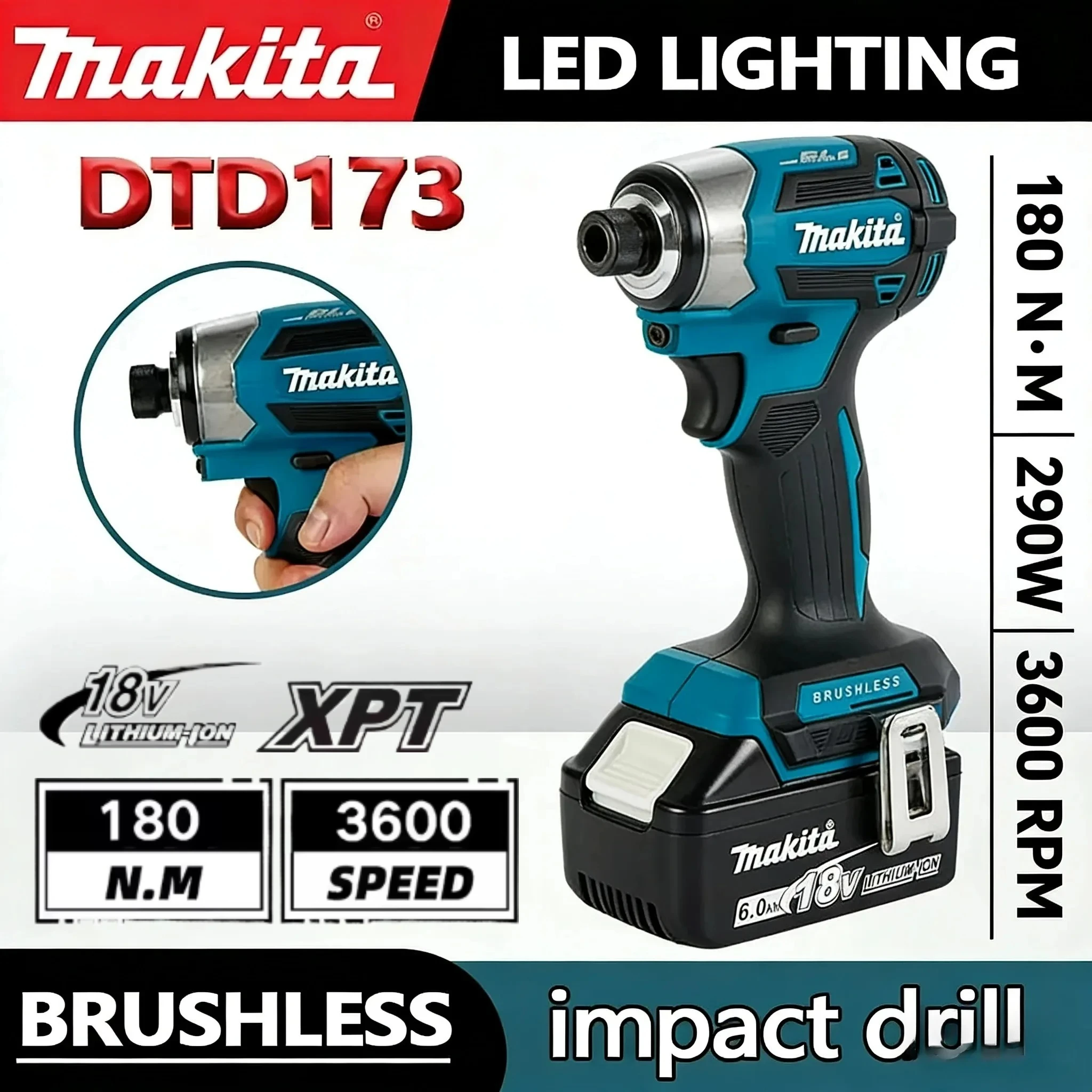 Makita DTD173 Brushless Impact Screwdriver Rechargeable Screwdriver Drilling Machine Cordless Power Tool
Makita DTD173 Brushless Impact Screwdriver Rechargeable Screwdriver Drilling Machine Cordless Power Tool