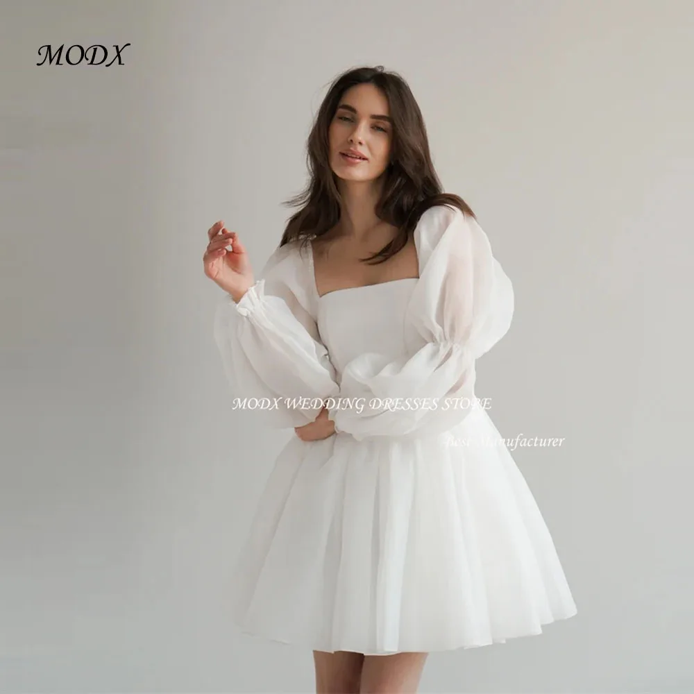 MODX Simple A Line White Short Wedding Dressess Puff Long Sleeves Square Neck Mini Bridal Gowns Party Evening Formal Dress
MODX Simple A Line White Short Wedding Dressess Puff Long Sleeves Square Neck Mini Bridal Gowns Party Evening Formal Dress