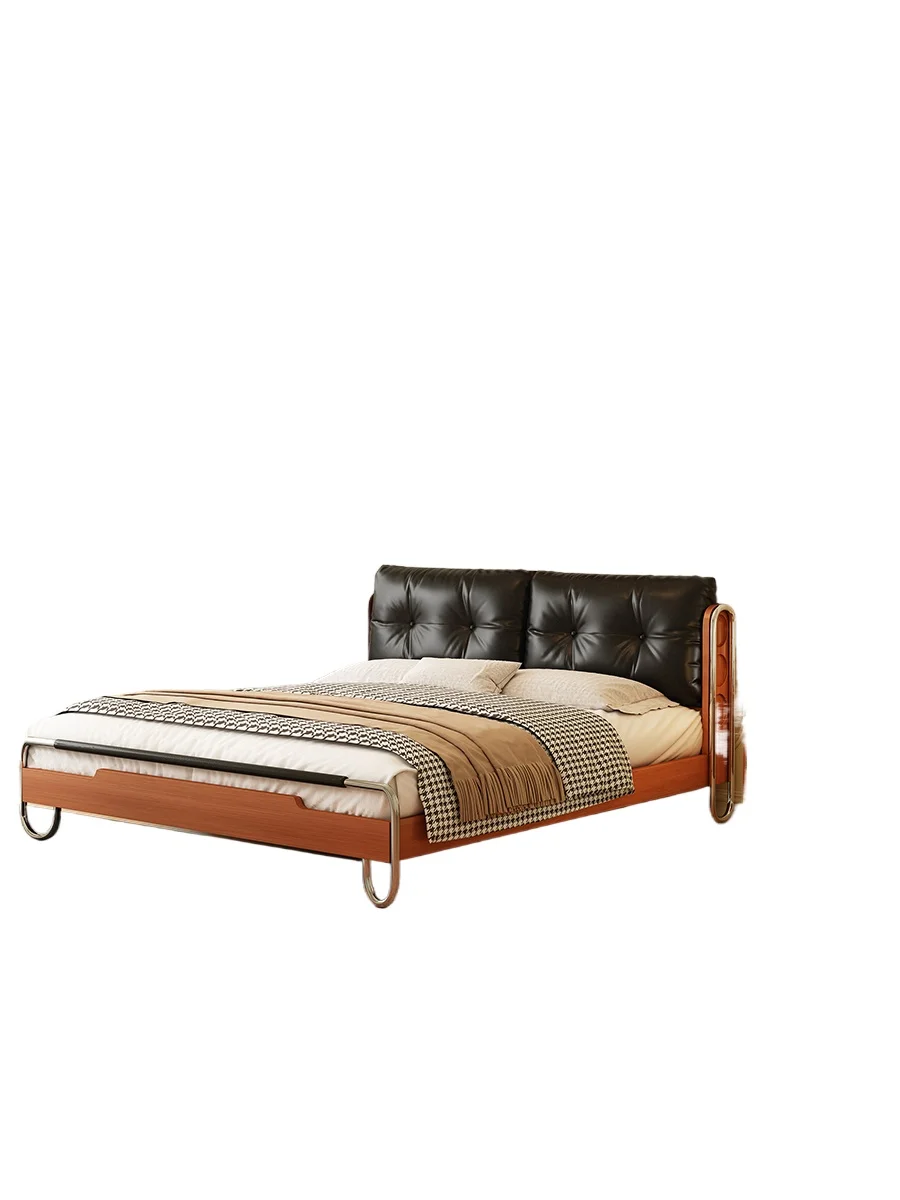 French retro soft bag bed antique black leather bed solid wood household Bauhaus small apartment master bedroom flow shadow bed
French retro soft bag bed antique black leather bed solid wood household Bauhaus small apartment master bedroom flow shadow bed