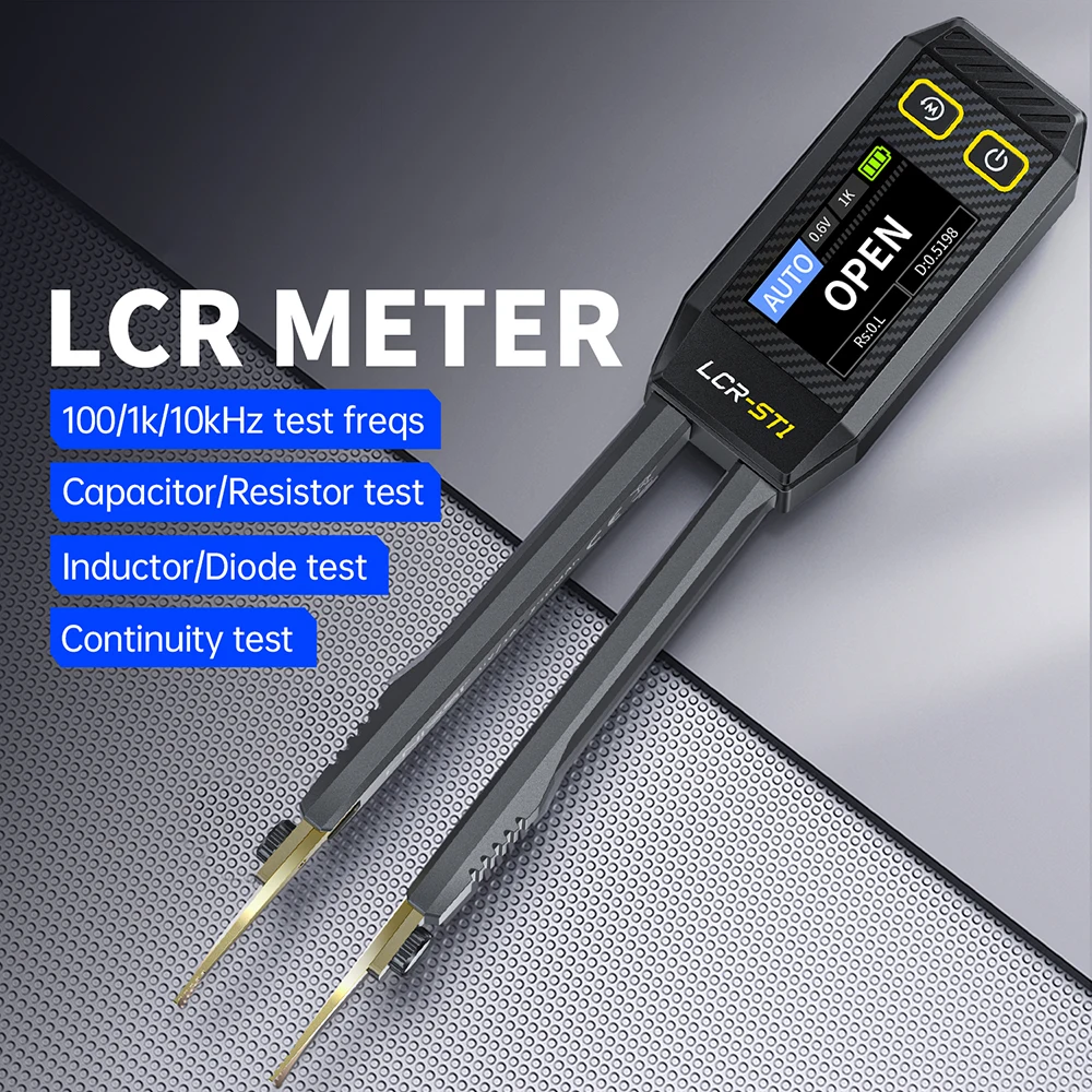 FNIRSI LCR-ST1 Auto Recognition LCR SMD ESR Tester With Color Display Data Retention 100Hz/1kHz/10KHz Mini Digital Multimeter