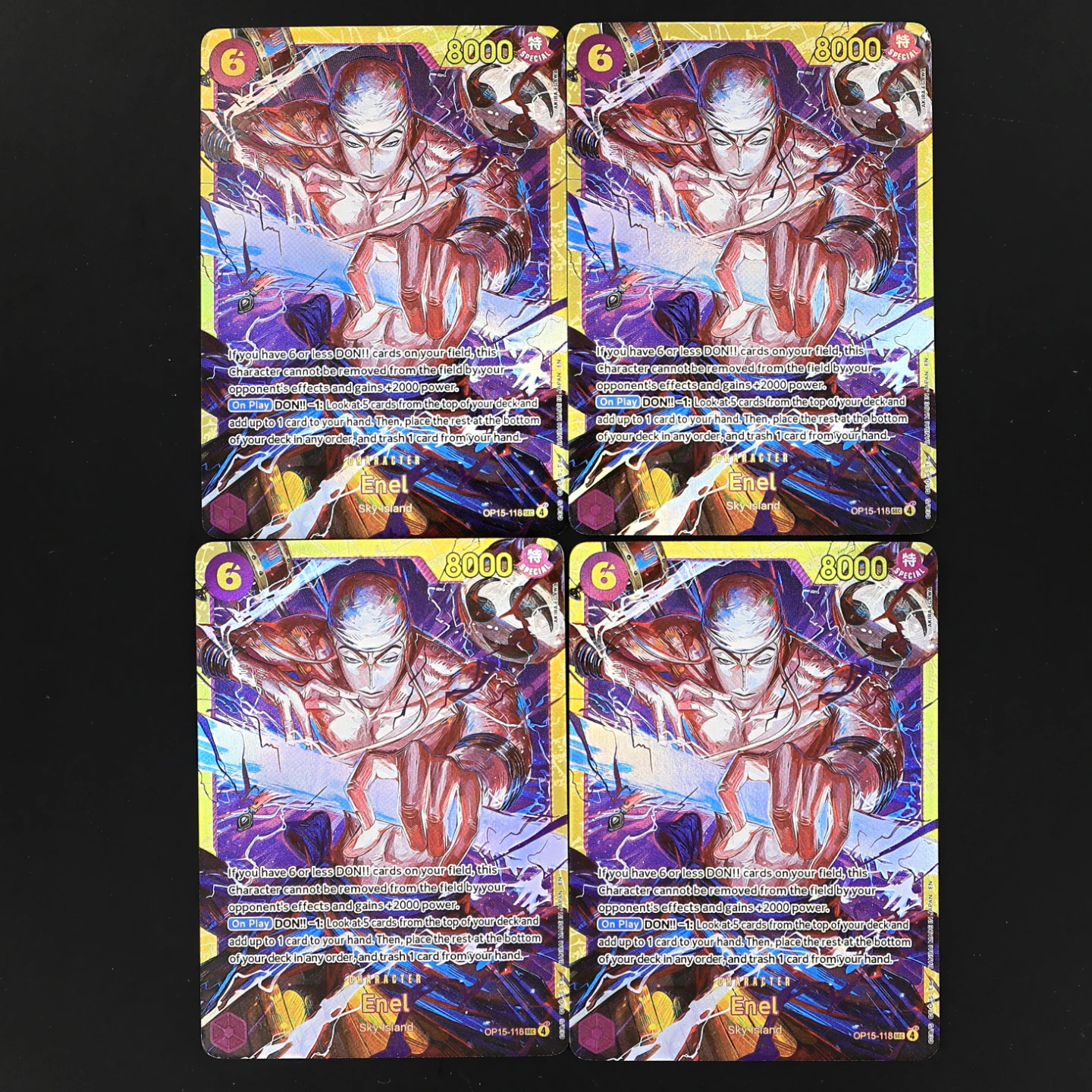 One Piece TCG OPCG English OP15-118 Enel SEC Play set 6 Cost Yellow Enel Textured Foil Card Anime Collectible Cards
One Piece TCG OPCG English OP15-118 Enel SEC Play set 6 Cost Yellow Enel Textured Foil Card Anime Collectible Cards