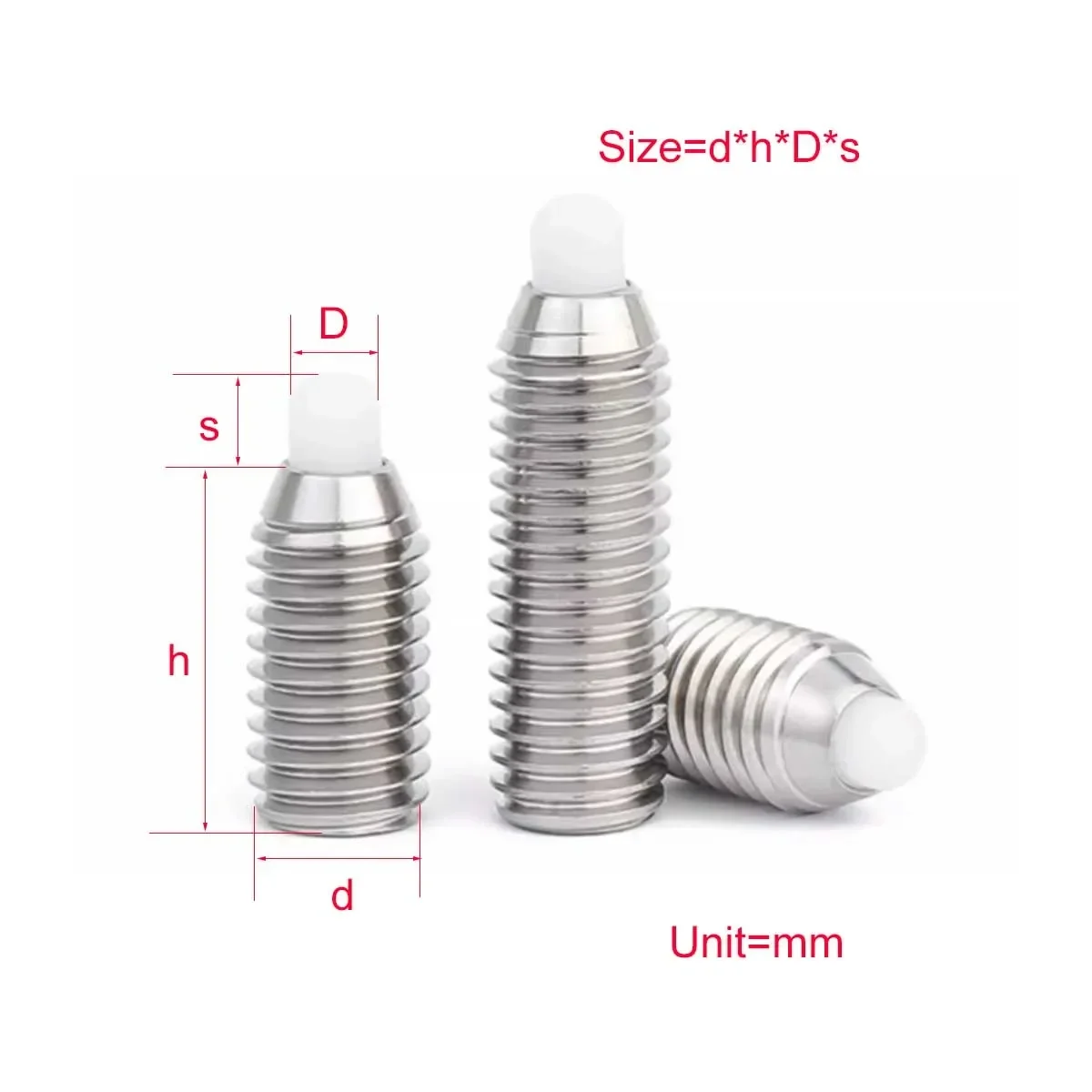 304 Stainless Steel Wave Bead Set Screw/Pom Rubber Head Spring Ball Head Plunger Positioning M3M4M5M6M8
304 Stainless Steel Wave Bead Set Screw/Pom Rubber Head Spring Ball Head Plunger Positioning M3M4M5M6M8
