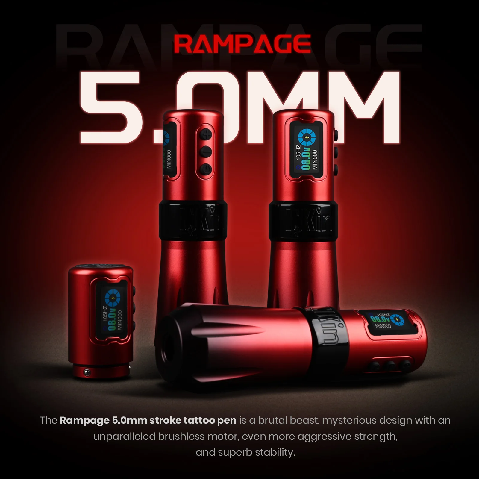 INkin Rampage Direct Drive 5.0mm Stroke Wireless Tattoo Machine Cartridge Tattoo Pen for Cartridge Tattoo Needles
INkin Rampage Direct Drive 5.0mm Stroke Wireless Tattoo Machine Cartridge Tattoo Pen for Cartridge Tattoo Needles