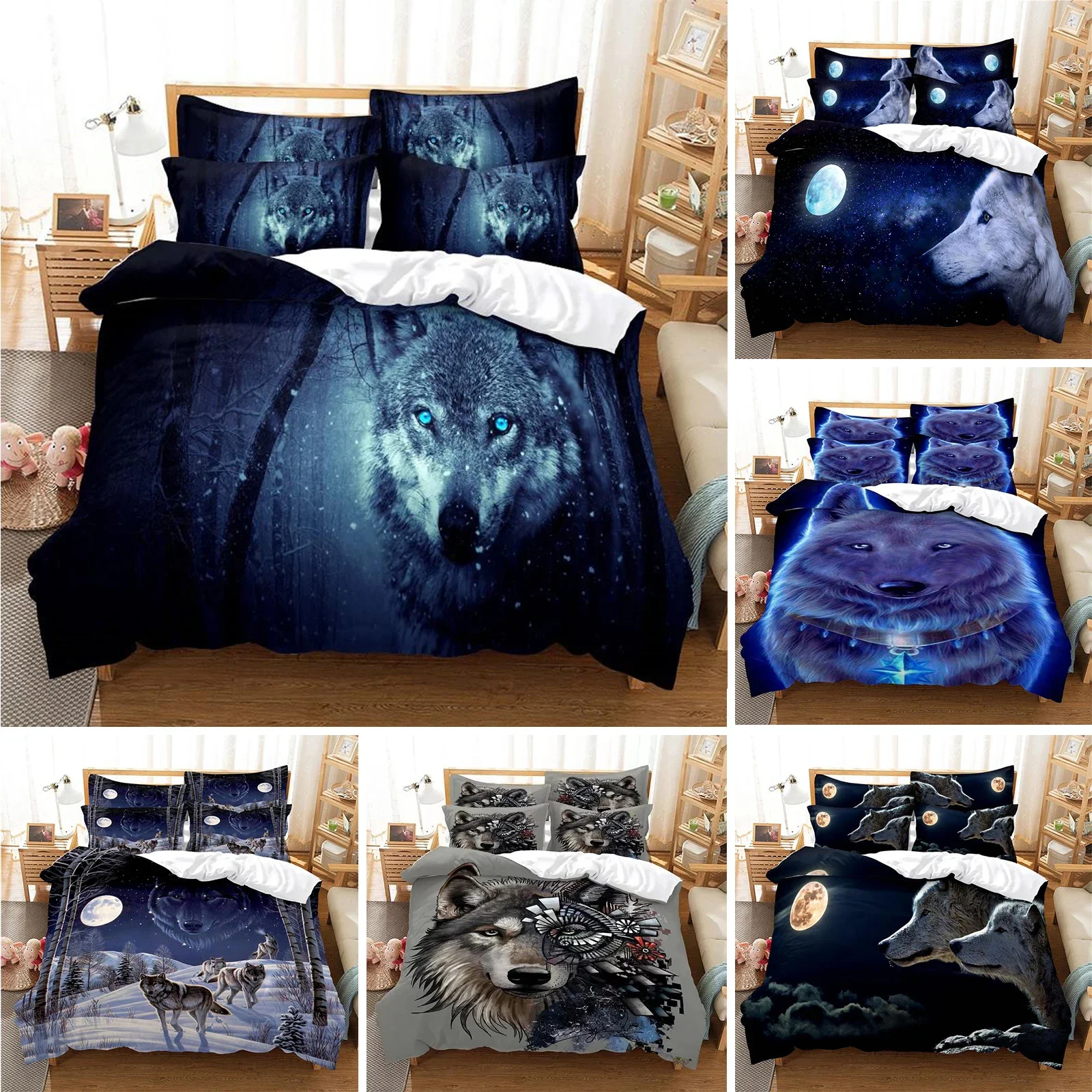 Wolf Duvet Cover Set Wolf with Mechanical Eye Bedding Set for Kid Teens Adults 3d Printing Queen King Size Polyester Quilt Cover
Wolf Duvet Cover Set Wolf with Mechanical Eye Bedding Set for Kid Teens Adults 3d Printing Queen King Size Polyester Quilt Cover