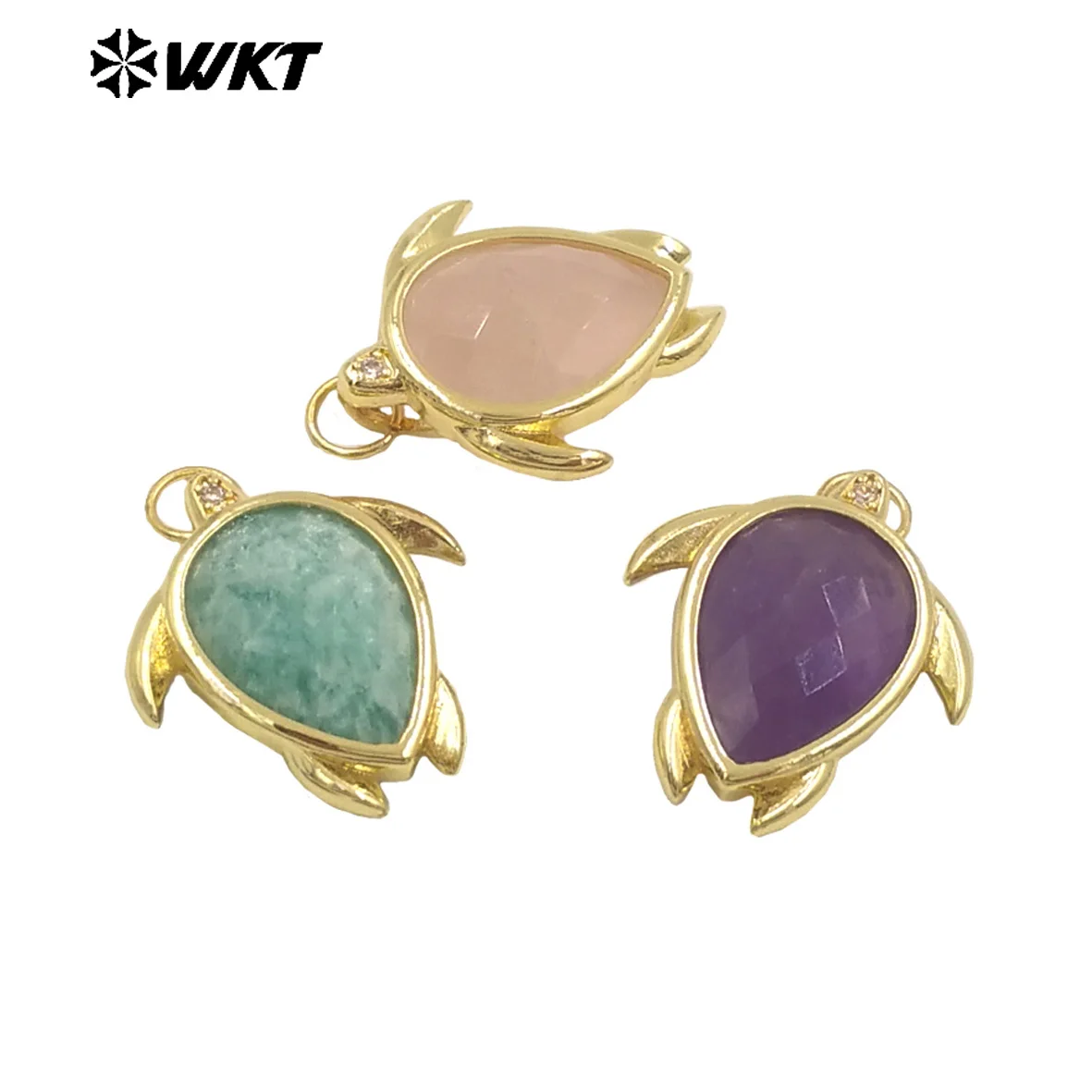WT-P2015 Lovely Unique Turtle Design Amethyst Pink Crystal Gemstone With 18k Gold Plated Charms Pendant Fine DIY Accessories
WT-P2015 Lovely Unique Turtle Design Amethyst Pink Crystal Gemstone With 18k Gold Plated Charms Pendant Fine DIY Accessories