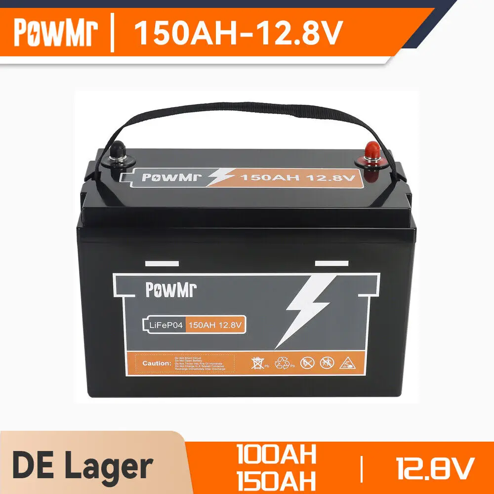 PowMr 12.8V 150Ah LiFePo4 Battery Built-in BMS Protection 12V Lithium Iron Phosphate Batteries Waterproof RV Camper Power Supply
PowMr 12.8V 150Ah LiFePo4 Battery Built-in BMS Protection 12V Lithium Iron Phosphate Batteries Waterproof RV Camper Power Supply