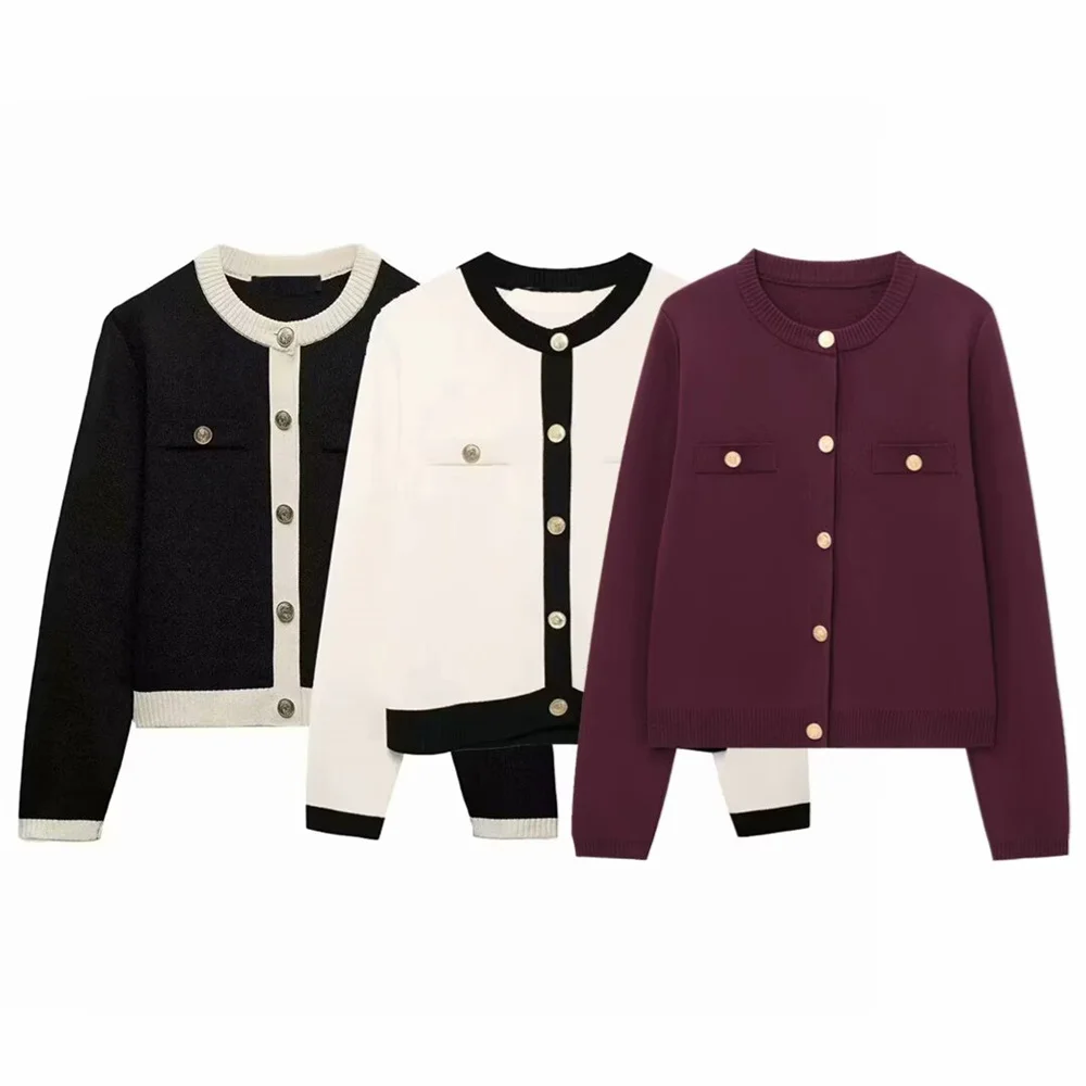 Свободная вязаная куртка с круглым вырезом и карманами с золотой пряжкой для женщин, новый стиль осени и зимы
Свободная вязаная куртка с круглым вырезом и карманами с золотой пряжкой для женщин, новый стиль осени и зимы