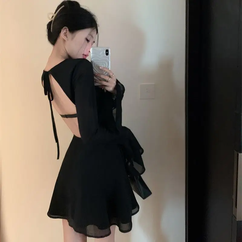 Sexy Backless Dress Women Flare Long Sleeve Hotsweet Spring Party Vestidos Casual Gothic Streetwear Holiday Aesthetic All-match
Sexy Backless Dress Women Flare Long Sleeve Hotsweet Spring Party Vestidos Casual Gothic Streetwear Holiday Aesthetic All-match