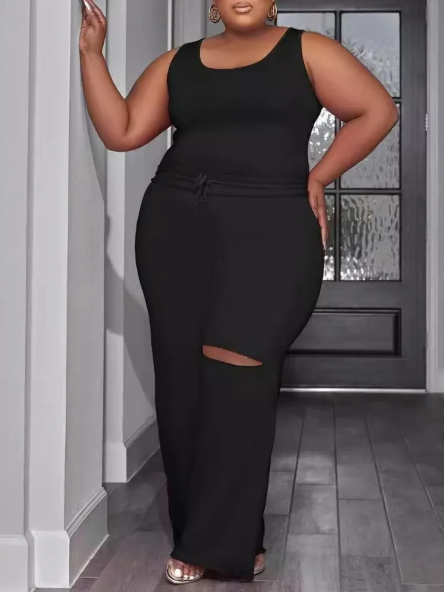 LW Plus Size Pants sets Cami Ripped Drawstring Pants Set summer sleeveless Tank + wide leg pants sets casual women's clothing
LW Plus Size Pants sets Cami Ripped Drawstring Pants Set summer sleeveless Tank + wide leg pants sets casual women's clothing