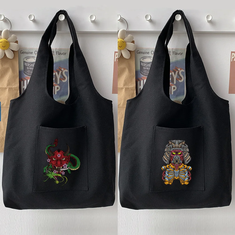 Ladies' Casual Shoulder Bag with Monster Pattern Print Series Handbag Canvas Black Commuting Bag
Ladies' Casual Shoulder Bag with Monster Pattern Print Series Handbag Canvas Black Commuting Bag