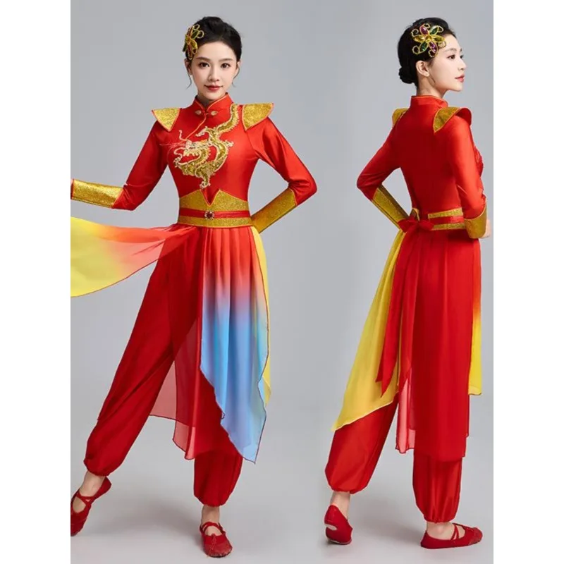 Drumming costumes Women's new Qian Zhifeng gongs and drums costumes Big drum Chinese drum waist drum opening dance costumes
Drumming costumes Women's new Qian Zhifeng gongs and drums costumes Big drum Chinese drum waist drum opening dance costumes