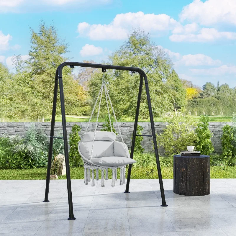 Hanging Hammock Swing Chair with Thick Soft Cushion Polyester Cotton Fabric Steel Frame Max Load 265lbs for Outdoor Patio Garden
Hanging Hammock Swing Chair with Thick Soft Cushion Polyester Cotton Fabric Steel Frame Max Load 265lbs for Outdoor Patio Garden