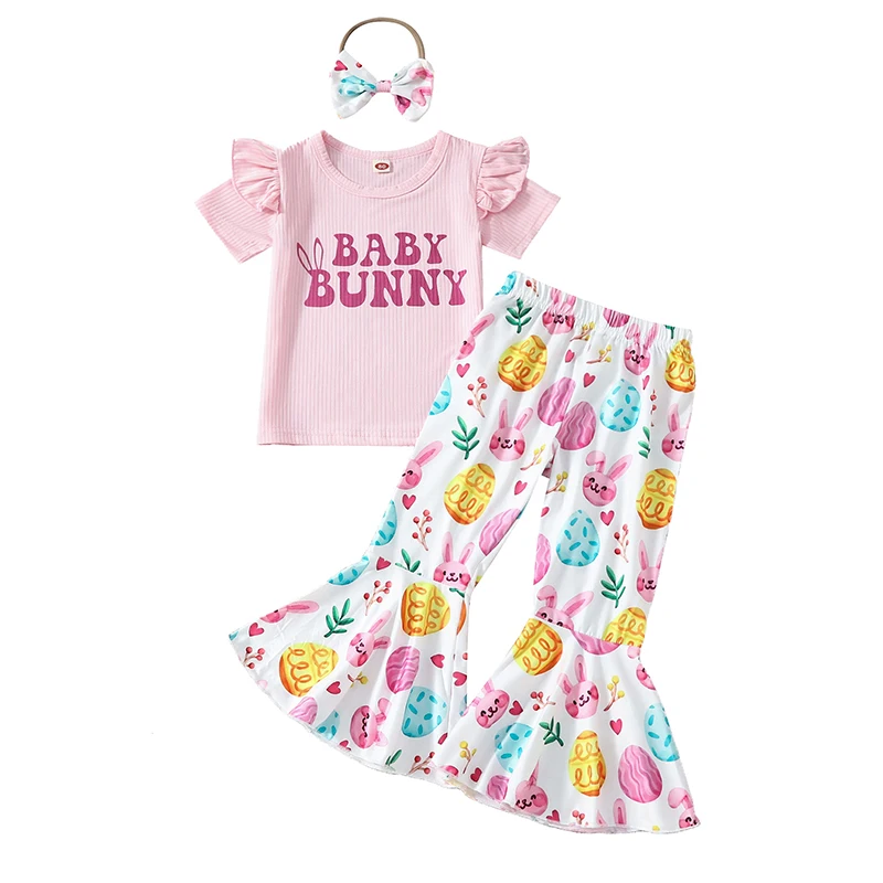 Kids Girls Easter Outfits Short Sleeve T-Shirt and Bunny Egg Print Flare Pants Headbands Set Summer Clothes
Kids Girls Easter Outfits Short Sleeve T-Shirt and Bunny Egg Print Flare Pants Headbands Set Summer Clothes