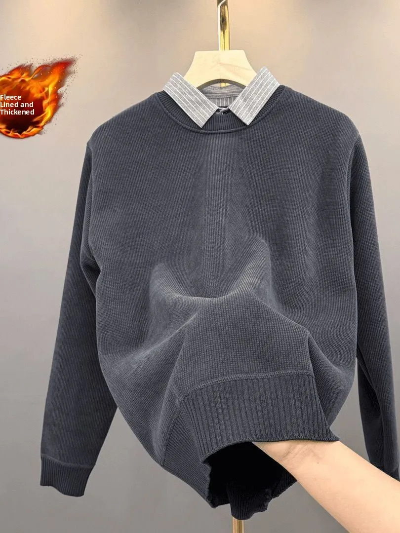 Men's Fce Lined Thiened Hoodie Casual Color Stand Collar Base irt Fake Two-Piece Sweatirt Winter New Arrival
Men's Fce Lined Thiened Hoodie Casual Color Stand Collar Base irt Fake Two-Piece Sweatirt Winter New Arrival