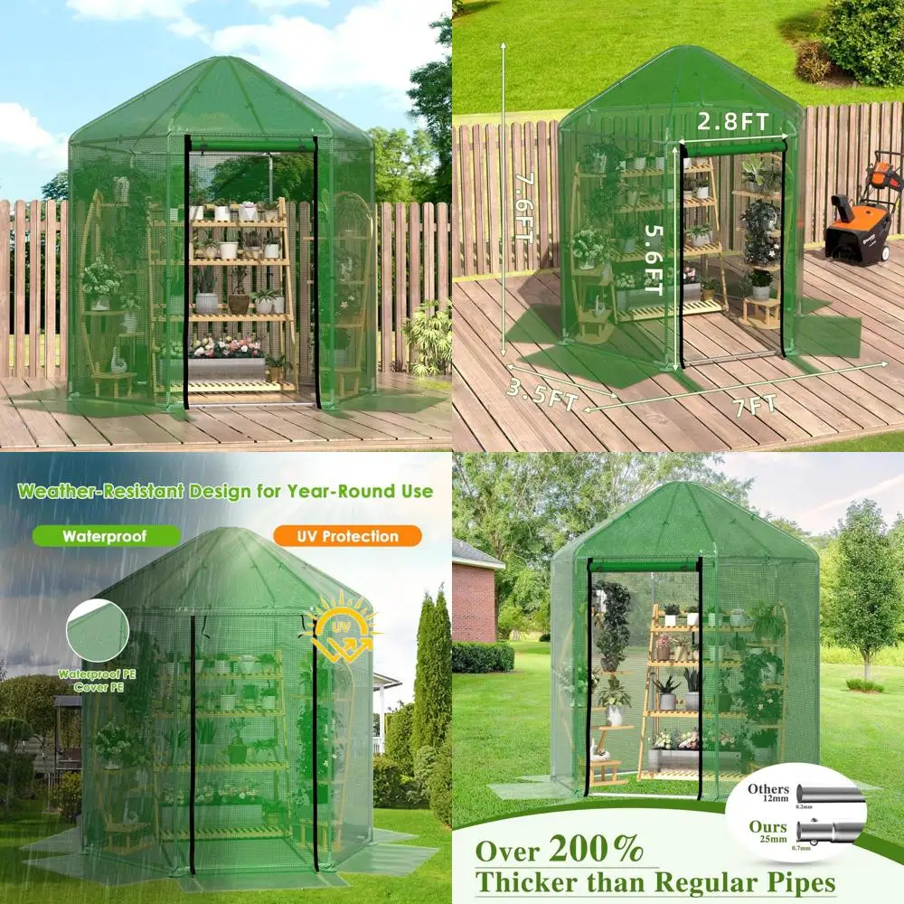 Heavy-Duty Outdoor Winter Walk-in Greenhouse, 7x7x7.6 MU, Double Layer 180g PE Cover
Heavy-Duty Outdoor Winter Walk-in Greenhouse, 7x7x7.6 MU, Double Layer 180g PE Cover