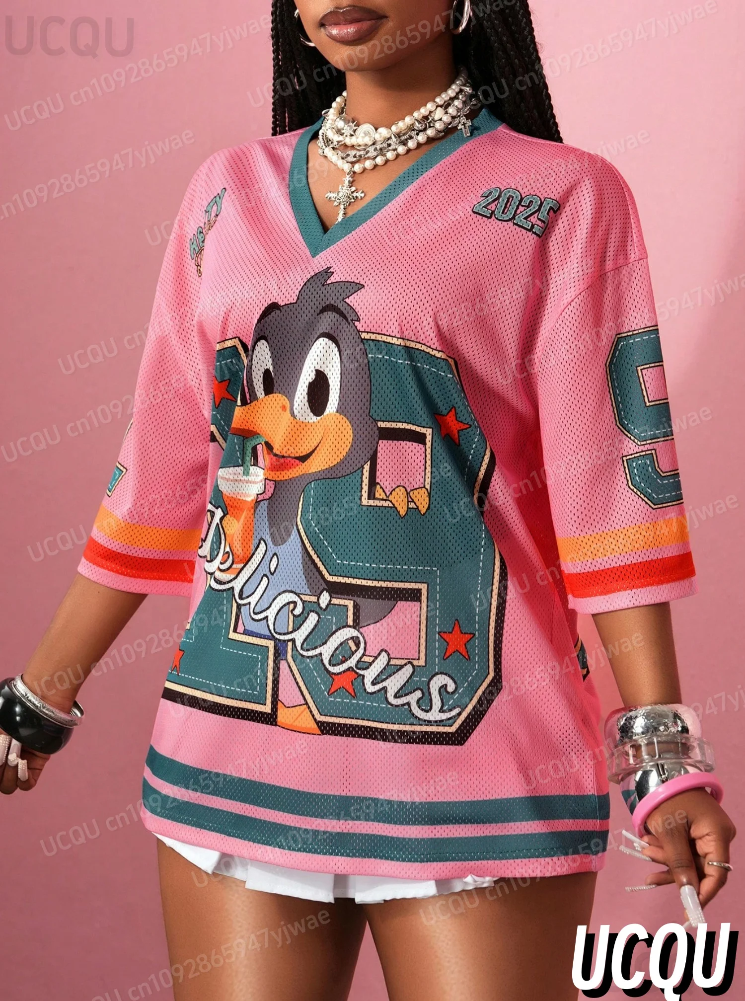 2025 Футболка с принтом «Птичьи номер 19» для женщин, сетчатая ткань, полосатая футболка с v-образным вырезом, летняя уличная одежда в стиле Харадзюку, топы с короткими рукавами
2025 Футболка с принтом «Птичьи номер 19» для женщин, сетчатая ткань, полосатая футболка с v-образным вырезом, летняя уличная одежда в стиле Харадзюку, топы с короткими рукавами