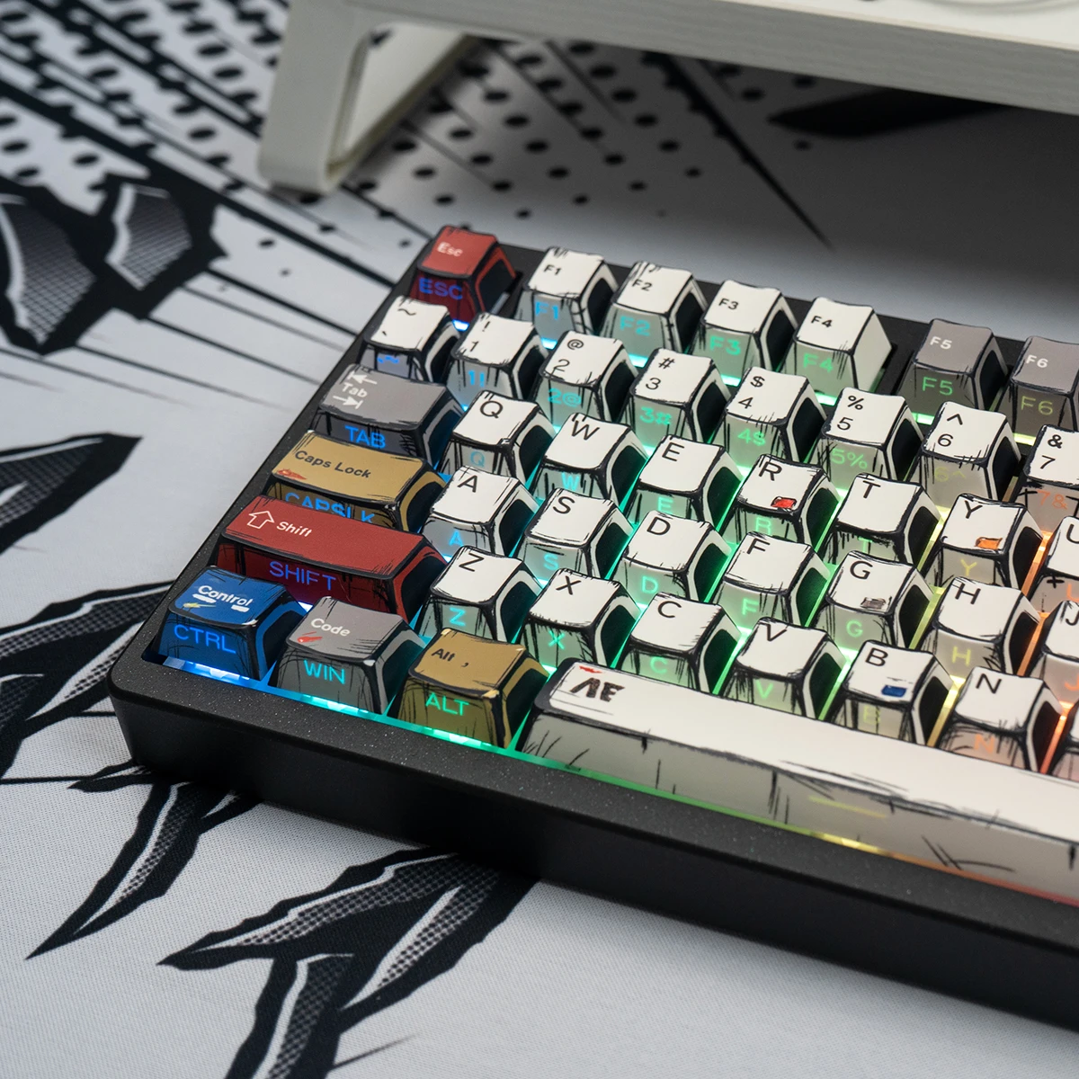 Comic Mixed Light PBT Keycaps Cherry Profile Five-sided Dye Sub Side Bright Print Keycaps For ISO Layout Mechanical Keyboard
Comic Mixed Light PBT Keycaps Cherry Profile Five-sided Dye Sub Side Bright Print Keycaps For ISO Layout Mechanical Keyboard