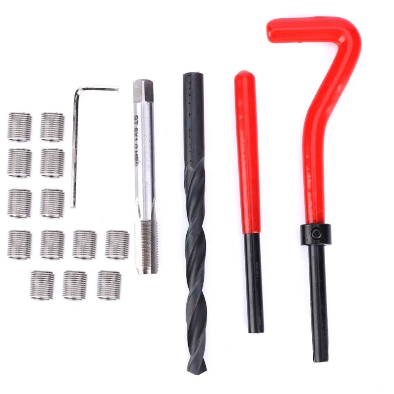 20 Pcs Thread Repair Kit M8x1 Stainless Steel Rethreading Tap Set For Female Thread Repairing Insert Sleeve
20 Pcs Thread Repair Kit M8x1 Stainless Steel Rethreading Tap Set For Female Thread Repairing Insert Sleeve
