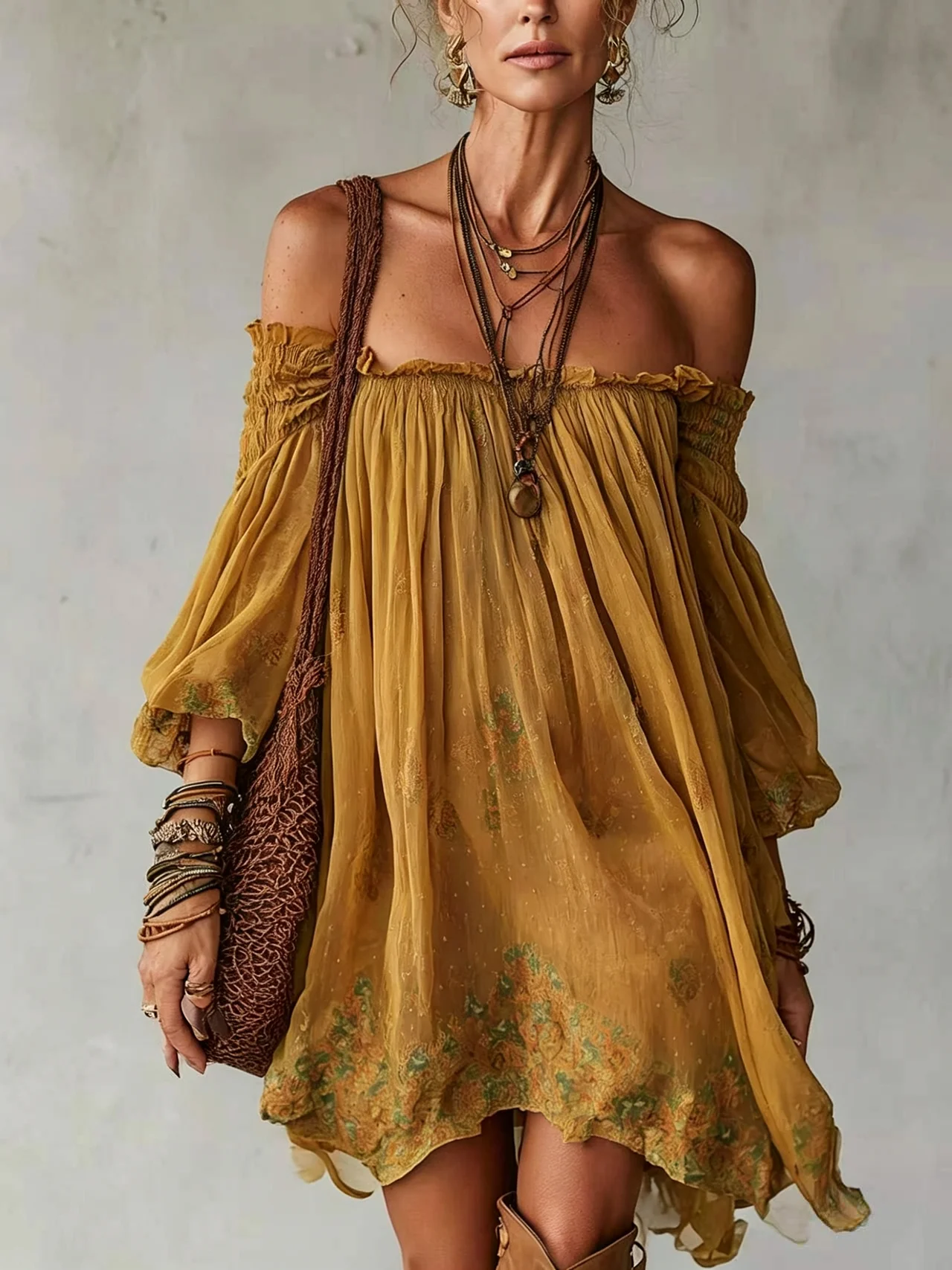 Boho Floral Print Off Shoulder Mini Dress Elegant Ruffled Trim Dress Summer Fashion Long Sleeve Party Dress Chic Vestidos
Boho Floral Print Off Shoulder Mini Dress Elegant Ruffled Trim Dress Summer Fashion Long Sleeve Party Dress Chic Vestidos