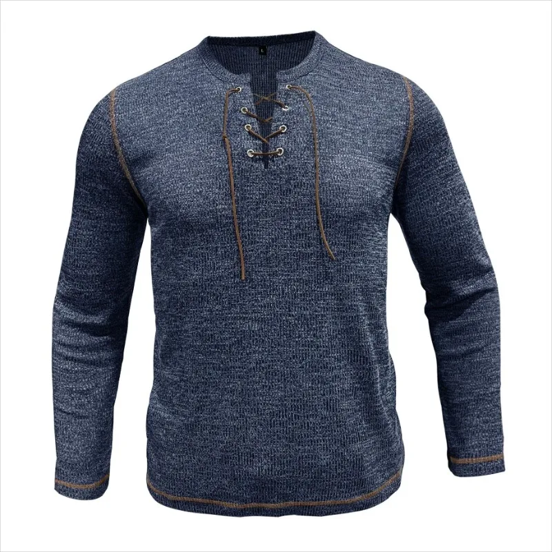 Men Tshirts Autumn Lace-up Knitted T-shirt Long Sleeve Tight Casual Mens Fashion Basic Sweater Tops Spring Men's T Shirt
Men Tshirts Autumn Lace-up Knitted T-shirt Long Sleeve Tight Casual Mens Fashion Basic Sweater Tops Spring Men's T Shirt