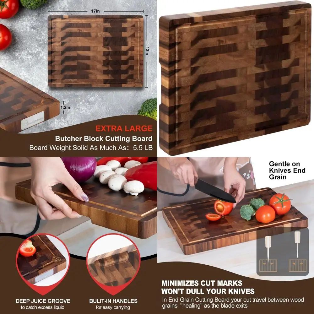 Разделочная доска из орехового дерева 17x13 дюймов с канавкой для сока и встроенной ручкой для кухни
Разделочная доска из орехового дерева 17x13 дюймов с канавкой для сока и встроенной ручкой для кухни