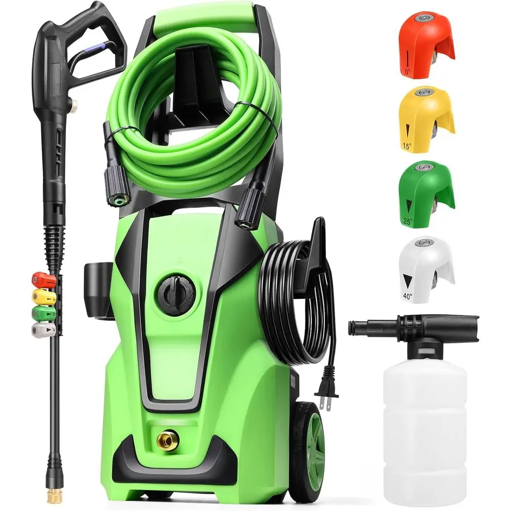 Electric Prure Washer 5000PSI Max 4.0GPM with 33T lexible Extension Hose, 4 Nozzles, oam Cannon, Power Washer Powered or Cars, P
Electric Prure Washer 5000PSI Max 4.0GPM with 33T lexible Extension Hose, 4 Nozzles, oam Cannon, Power Washer Powered or Cars, P