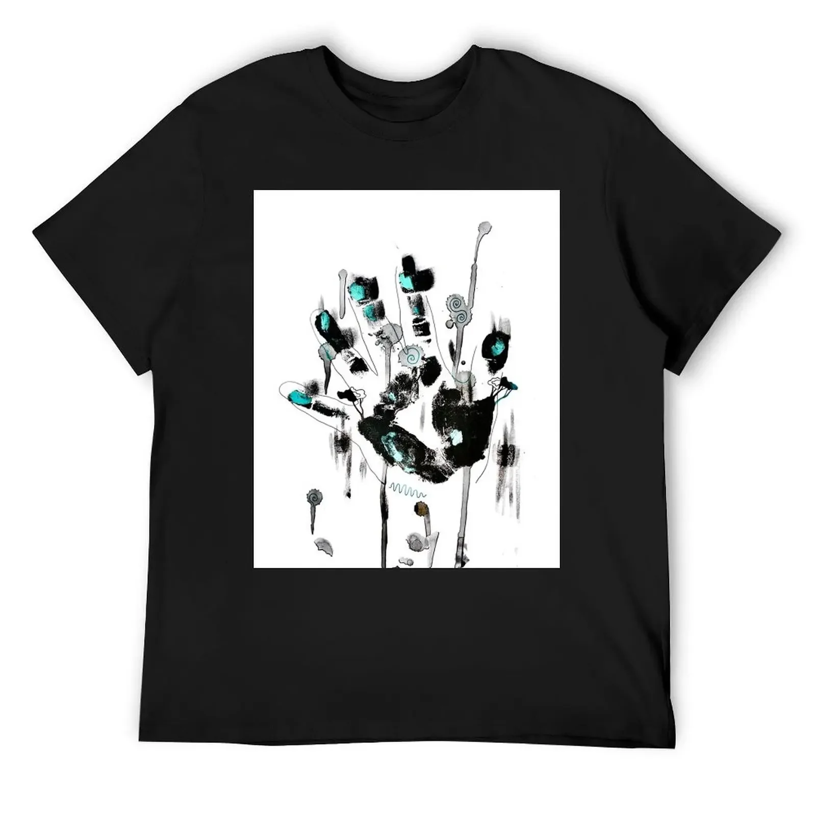 Black and Teal Abstract Handprint T-Shirt quick-drying sweat designer shirts t shirts for men graphic
Black and Teal Abstract Handprint T-Shirt quick-drying sweat designer shirts t shirts for men graphic