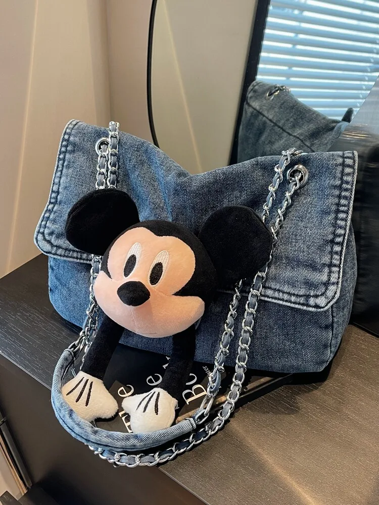 Disney Retro Mickey Denim Shoulder Bag, Washed Jean Tote with 3D Plush Mickey, Casual Large Capacity Handbag
Disney Retro Mickey Denim Shoulder Bag, Washed Jean Tote with 3D Plush Mickey, Casual Large Capacity Handbag