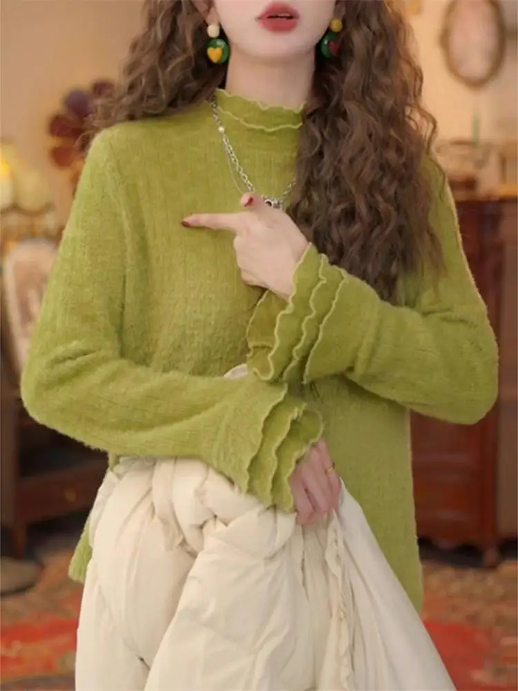 Hong Kong Sle Long Sve Knitted Sweater Women's Loose Soft Inner Wear Autumn Winter Aosphere Sense Base irt Top
Hong Kong Sle Long Sve Knitted Sweater Women's Loose Soft Inner Wear Autumn Winter Aosphere Sense Base irt Top