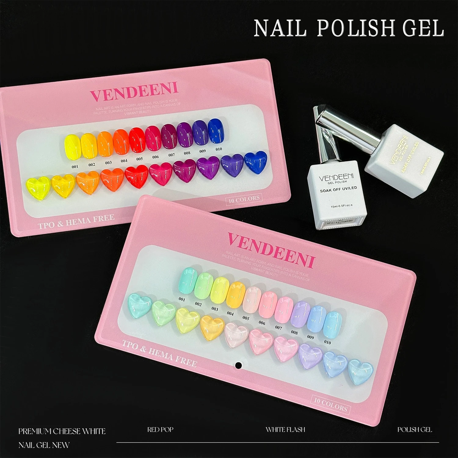 10 Colors Vendeeni Solid Color Gel Nail Polish Set High Saturation Macaron Color UV/LED Gel Varnishes Nail Art Manicure Kit
10 Colors Vendeeni Solid Color Gel Nail Polish Set High Saturation Macaron Color UV/LED Gel Varnishes Nail Art Manicure Kit